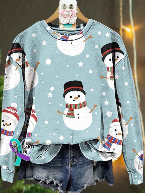 Christmas Snowman Winter Casual Sweatshirt Multicolor / S