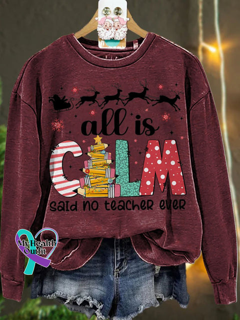 Christmas Teacher Tree Bow Casual Sweatshirt Maroon / S