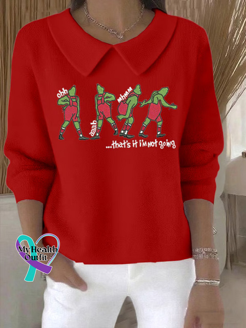 Christmas That’s It I’m Not Going Casual Peter Pan Collar 3/4 Sleeve Sweater Red / S