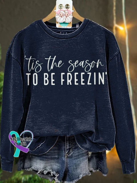 Christmas ’Tis The Season To Be Freezin’ Casual Sweatshirt Navyblue / S