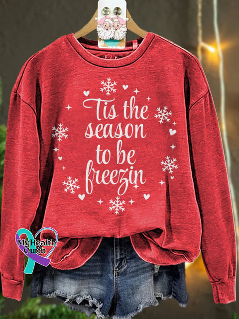 Christmas Tis The Season To Be Freezin Winter Casual Sweatshirt Red / S