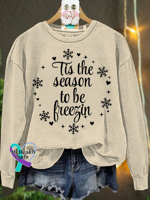 Christmas Tis The Season To Be Freezin Winter Casual Sweatshirt Sand / S