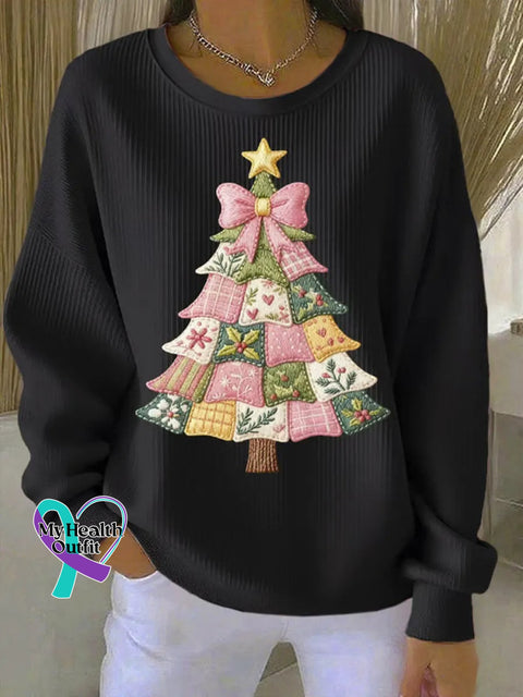 Christmas Tree Art Print Casual Sweatshirt Black / S