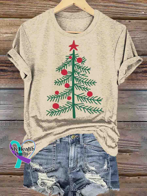 Christmas Tree Art Print T-shirt Apricot / S