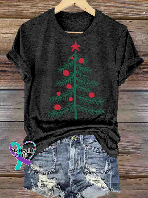 Christmas Tree Art Print T-shirt Black / S