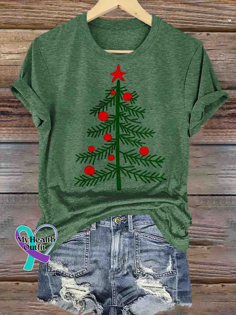 Christmas Tree Art Print T-shirt Green / S