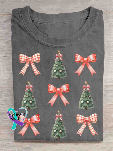 Christmas Tree Art Print T-shirt Grey / S