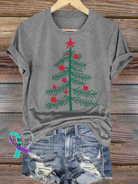 Christmas Tree Art Print T-shirt Grey / S