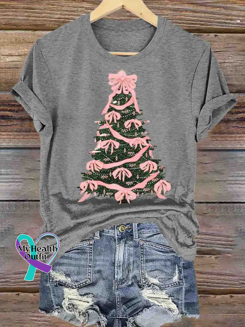 Christmas Tree Art Print T-shirt Grey / S