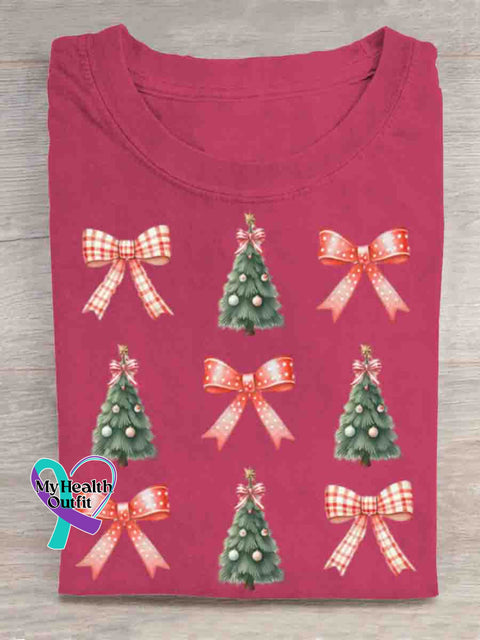 Christmas Tree Art Print T-shirt Pink / S