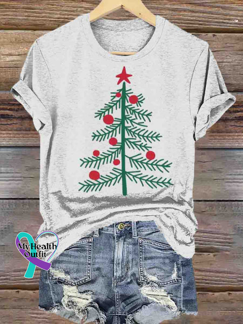 Christmas Tree Art Print T-shirt White / S