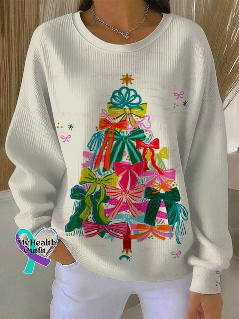 Christmas Tree Art Retired Art Print Casual Sweatshirt Apricot / S
