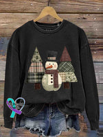 Christmas Tree Art Vintage Print Casual Sweatshirt Black / S