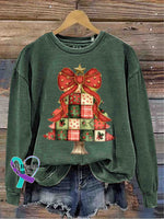Christmas Tree Art Vintage Print Casual Sweatshirt Green / S