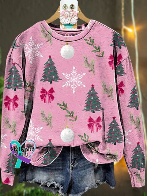 Christmas Tree Ball Pink Casual Sweatshirt Multicolor / S