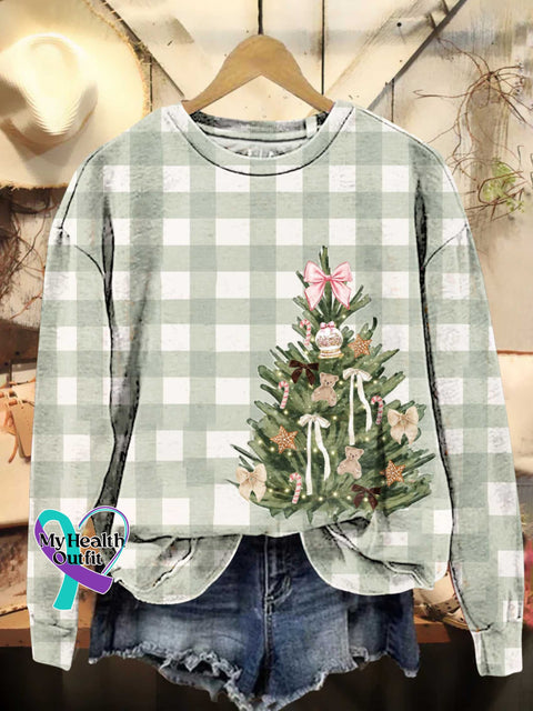 Christmas Tree Casual Cotton Sweatshirt Multicolor / S