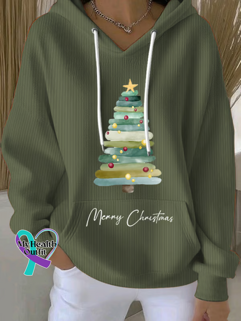 Christmas Tree Casual Hoodie Sweatshirt Green / S