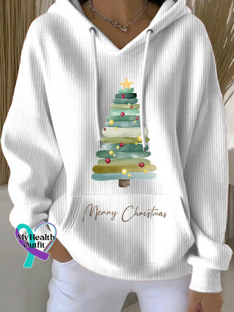 Christmas Tree Casual Hoodie Sweatshirt White / S