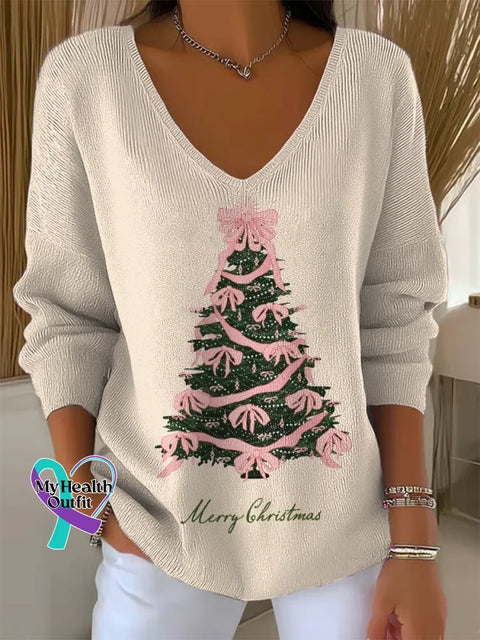 Christmas Tree Casual Pullover Sweater Multicolor / S