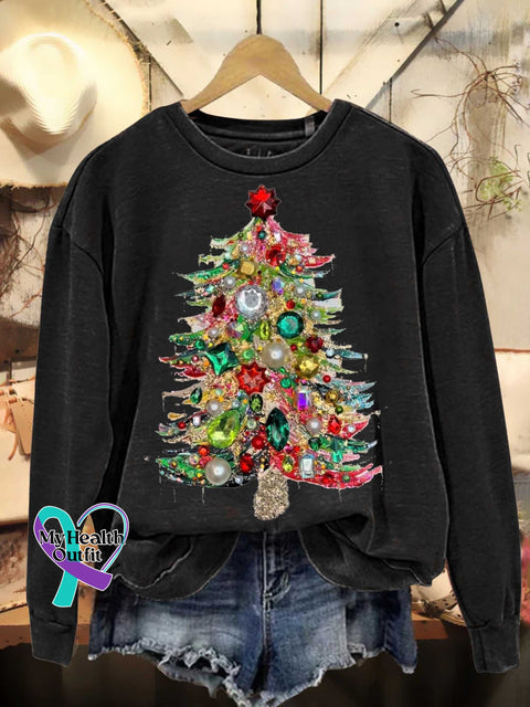 Christmas Tree Casual Sweatshirt Black / S