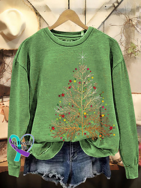 Christmas Tree Casual Sweatshirt Green / S