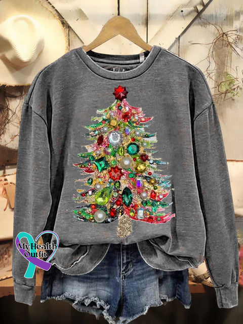 Christmas Tree Casual Sweatshirt Grey / S
