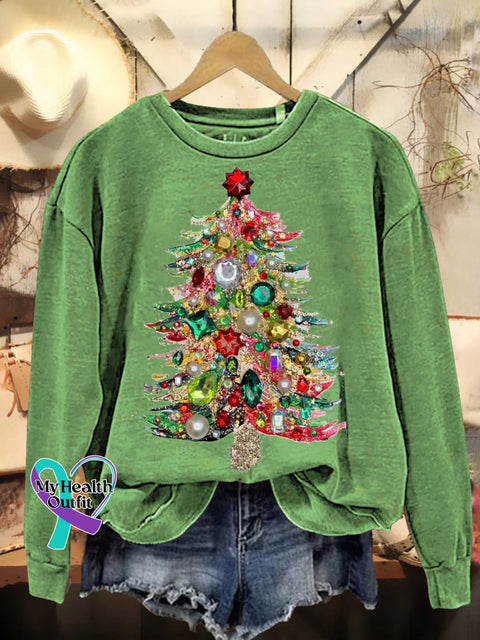 Christmas Tree Casual Sweatshirt Lightgreen / S