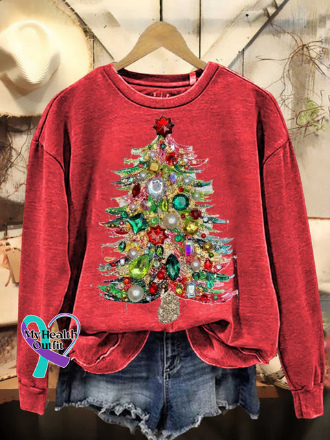 Christmas Tree Casual Sweatshirt Red / S