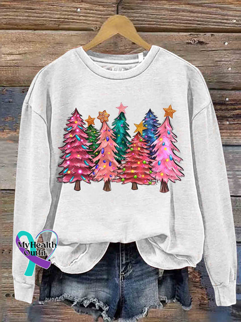 Christmas Tree Casual Sweatshirt White / S