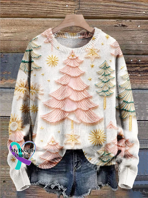 Christmas Tree Gifts Art Print Knit Pullover Sweater Muilticolor / S