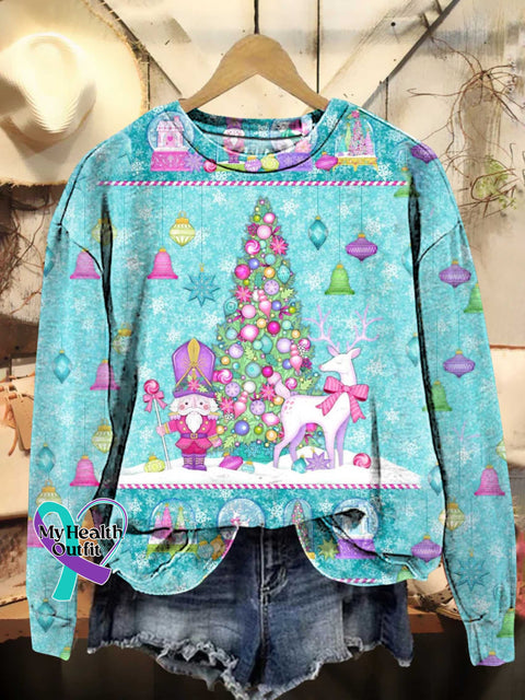 Christmas Tree Nutcracker Deer Casual Sweatshirt Multicolor / S