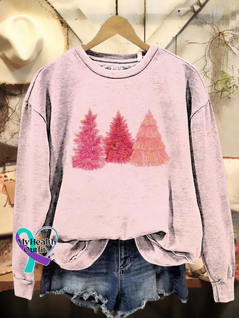 Christmas Tree Pink Casual Sweatshirt Multicolor / S
