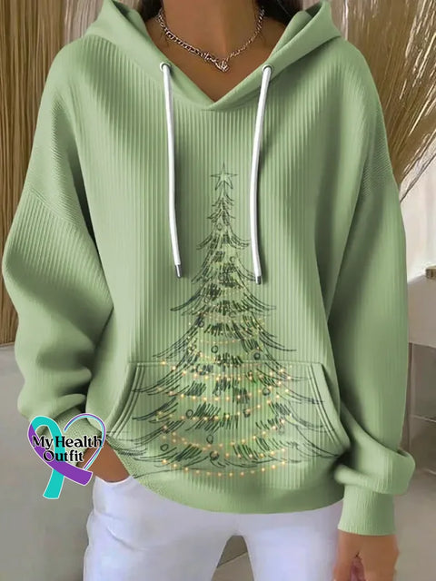 Christmas Tree Print Casual Hoodie Sweatshirt Multicolor / S