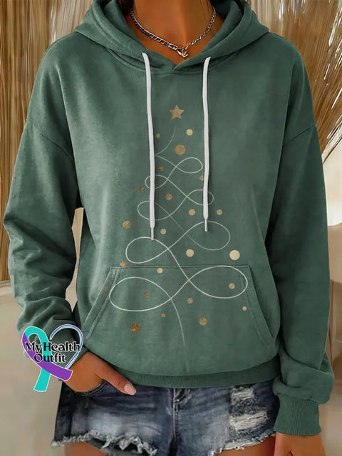 Christmas Tree Print Casual Hoodie Sweatshirt Multicolor / S