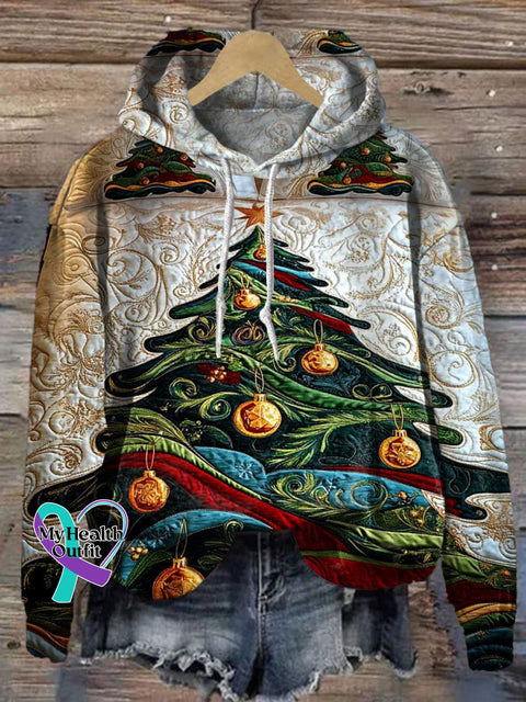 Christmas Tree Print Casual Hoodie Sweatshirt Multicolor / S