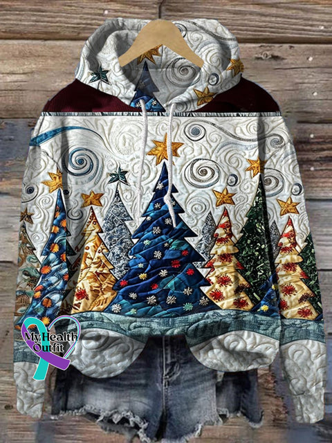 Christmas Tree Print Casual Hoodie Sweatshirt Multicolor / S