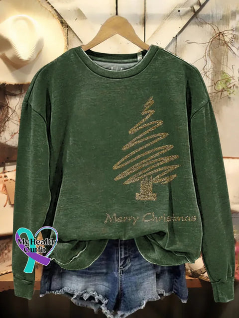 Christmas Tree Print Casual Sweatshirt Multicolor / S