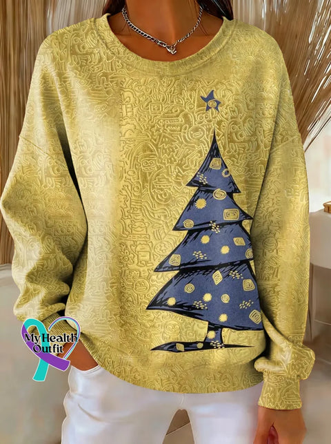 Christmas Tree Print Casual Sweatshirt Multicolor / S