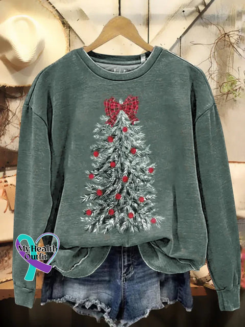 Christmas Tree Print Casual Sweatshirt Multicolor / S