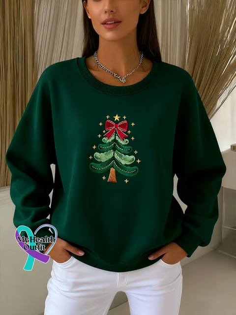 Christmas Tree Print Casual Sweatshirt Multicolor / S