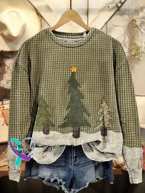 Christmas Tree Print Casual Sweatshirt Multicolor / S