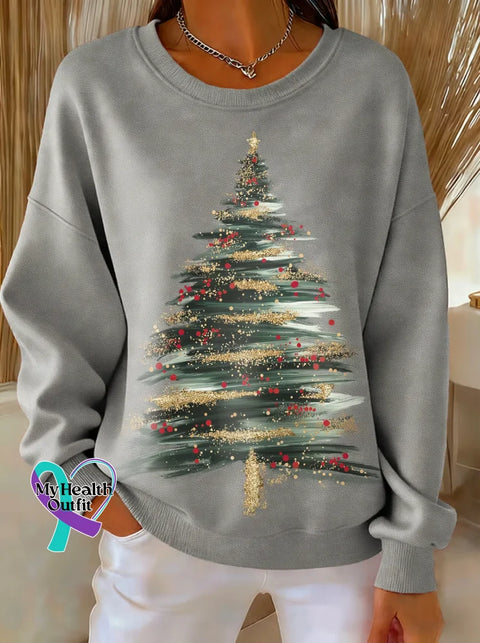 Christmas Tree Print Casual Sweatshirt Multicolor / S