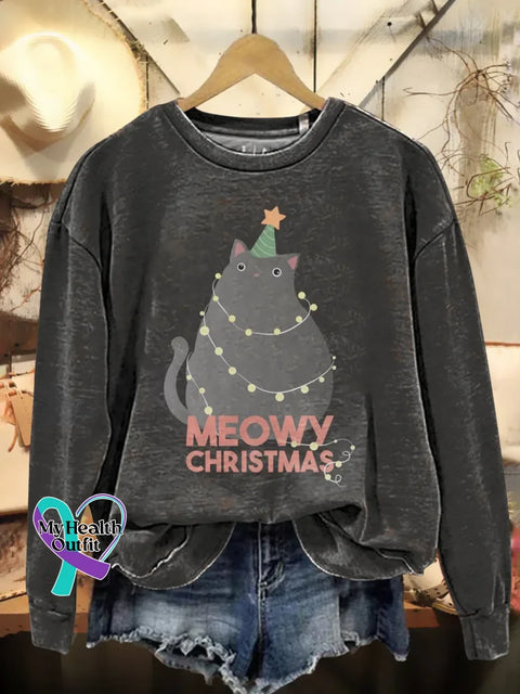 Christmas Tree Print Casual Sweatshirt Multicolor / S