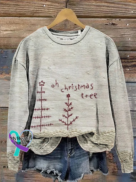 Christmas Tree Print Casual Sweatshirt Multicolor / S