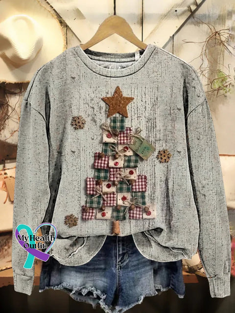 Christmas Tree Print Casual Sweatshirt Multicolor / S
