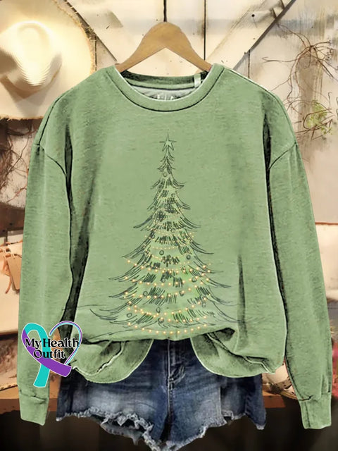 Christmas Tree Print Casual Sweatshirt Multicolor / S