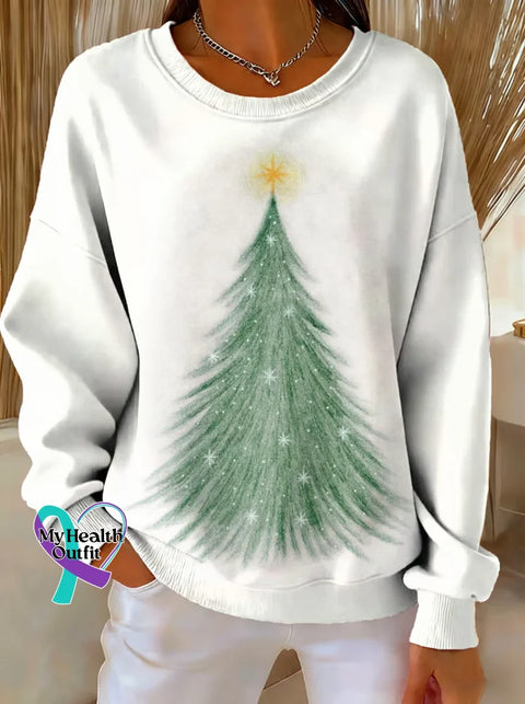 Christmas Tree Print Casual Sweatshirt Multicolor / S