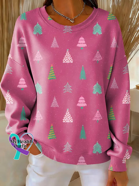 Christmas Tree Print Casual Sweatshirt Multicolor / S