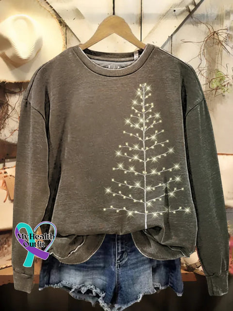 Christmas Tree Print Casual Sweatshirt Multicolor / S