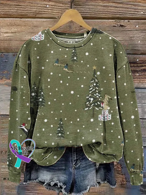 Christmas Tree Print Casual Sweatshirt Multicolor / S